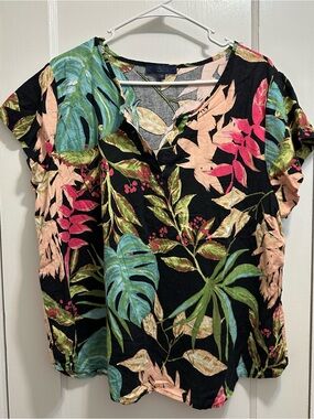 RACHEL Rachel Roy Black Tropical Floral Blouse